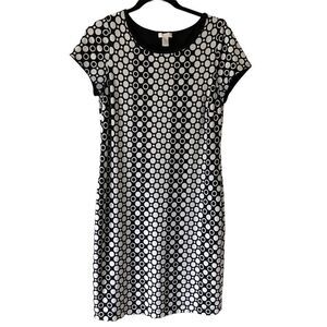 Chico’s Black/White Short Sleeve Shift Dress Size Small